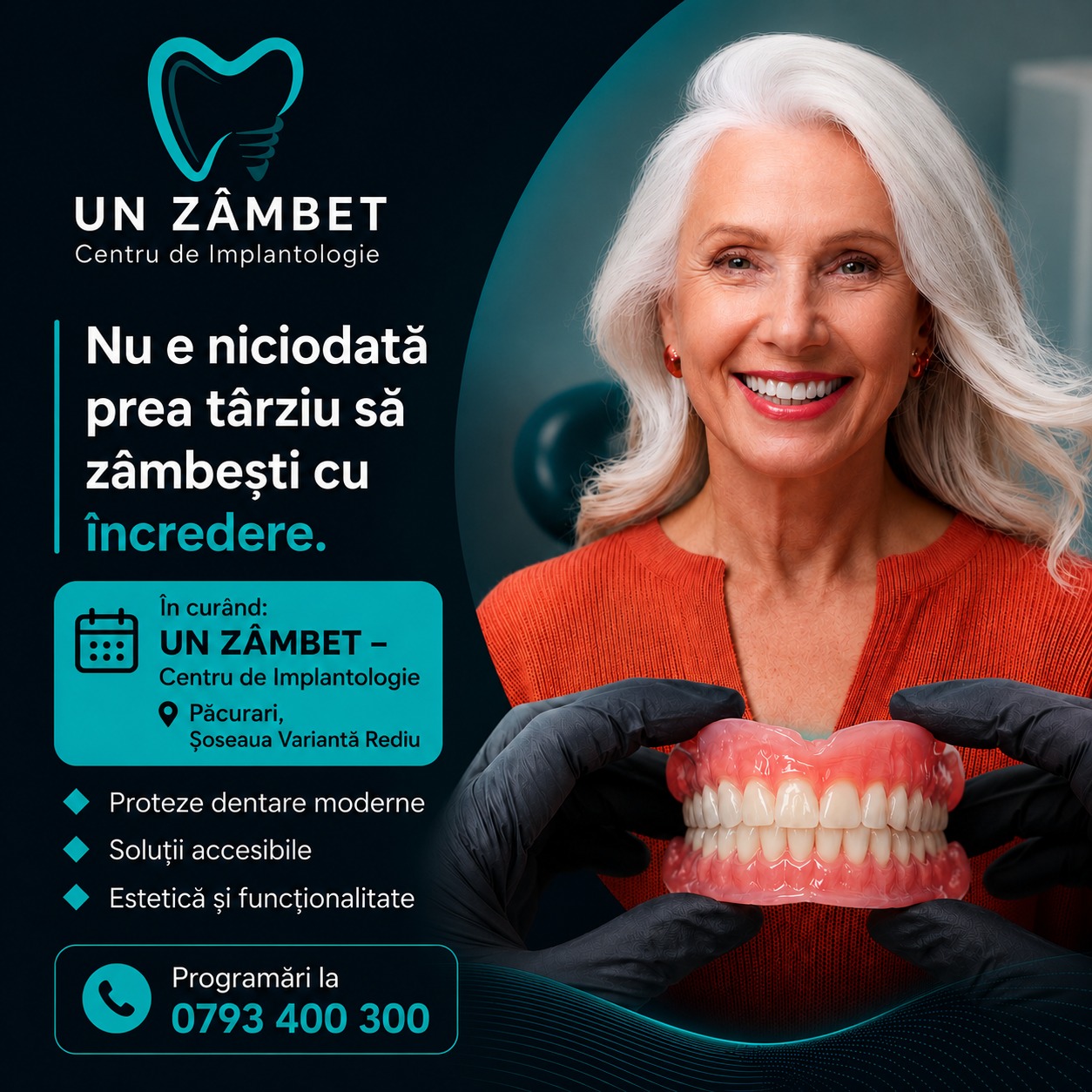 Un Zambet — proteze dentare moderne, Pacurari Iasi, programari 0793 400 300